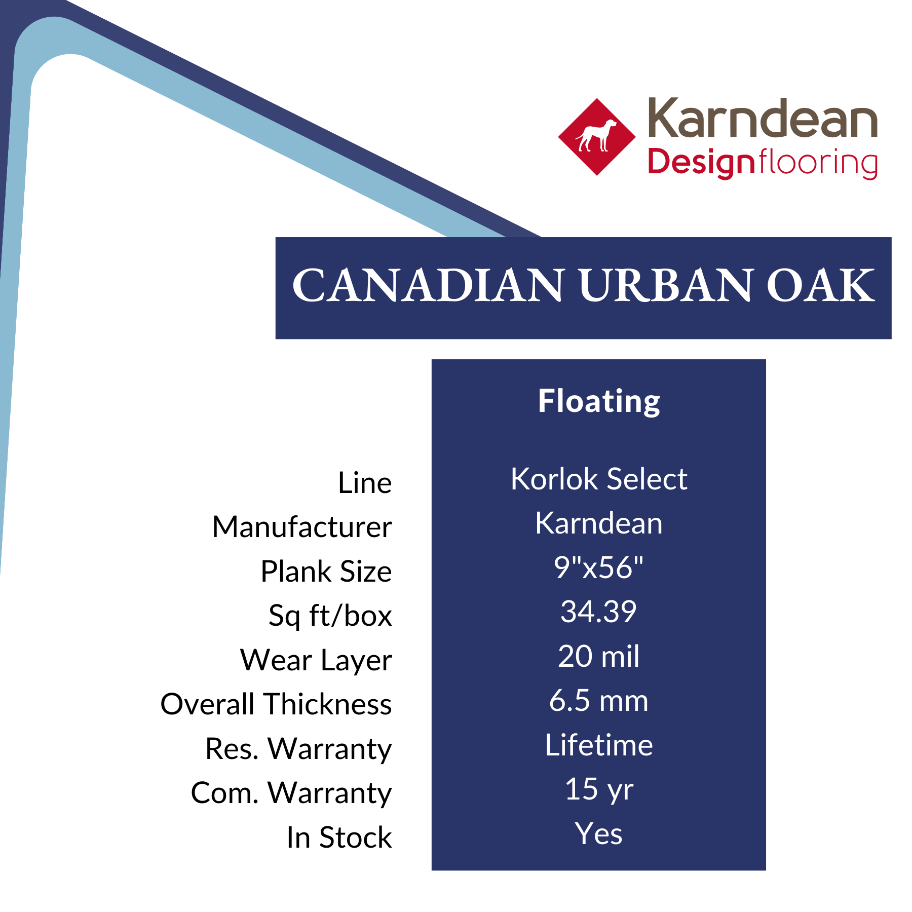 Canadian Urban Oak Luxury Vinyl Flooring from Karndean, sold at Calhoun’s, Springfield, IL specs