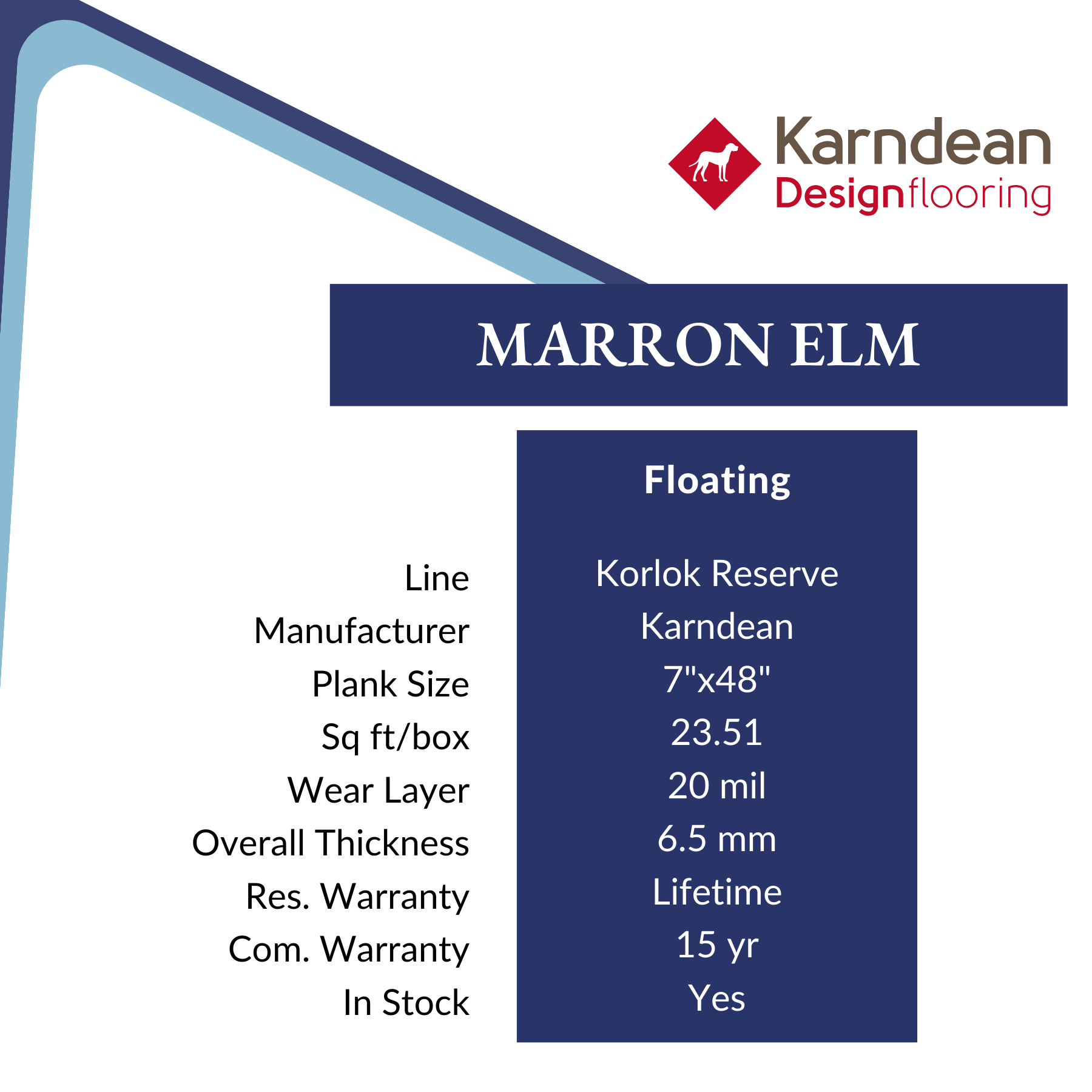 Marron Elm Luxury Vinyl Flooring from Karndean, sold at Calhoun’s, Springfield, IL specs